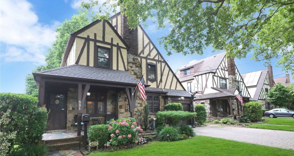a house with a flag on the roof