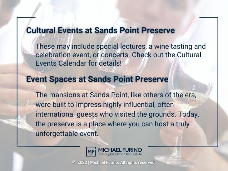 Image describing the cultural events at Sands Point Preserve